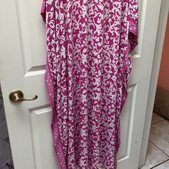 B womens Joan Rivers casual pink stretch dohlman sleeve plus size dress P1X - Picture 2 of 5